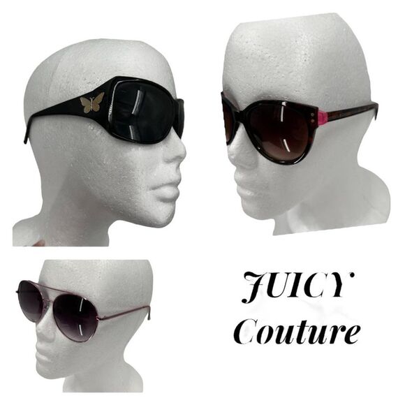 JUICY COUTURE Purple Aviator, Black Big Love & Tortoise Sunglasses Lot of 3